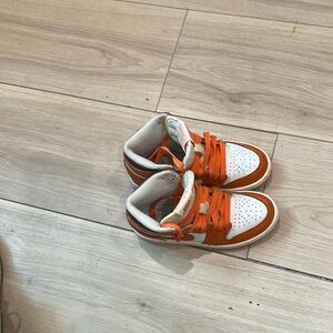 Kids Orange and White High-Top Sneakers